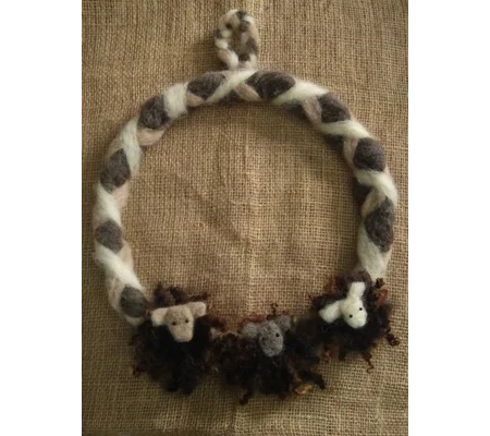 Needle Felted Curly Sheep Wreath Kit