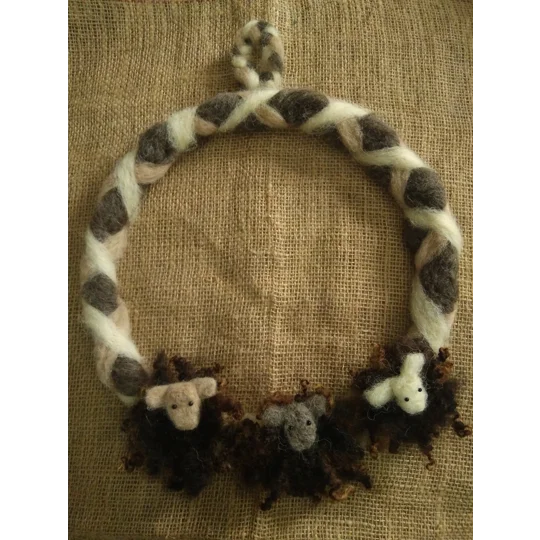 Needle Felted Curly Sheep Wreath Kit