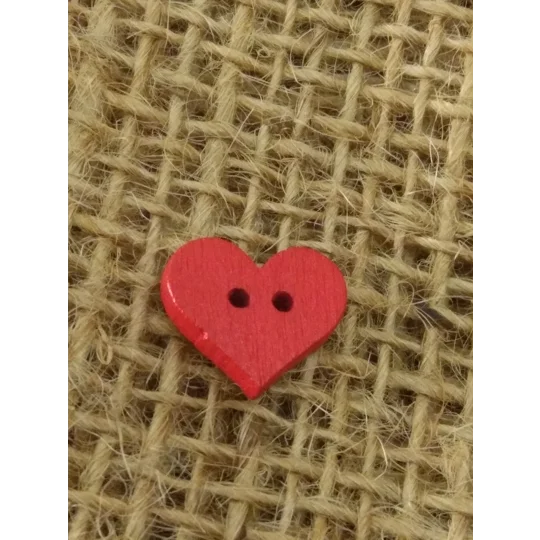 wood red heart button