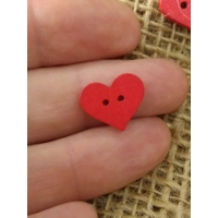 wood red heart button