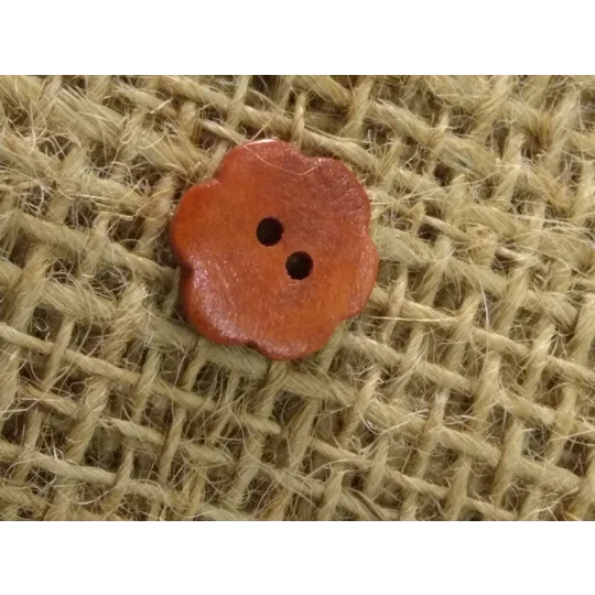 flower plain wood button