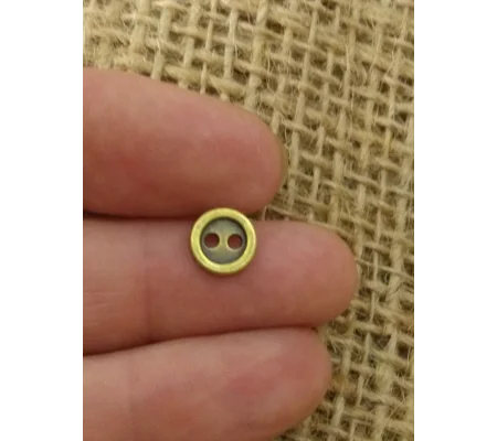 Mini metal button - light brass colour 8mm