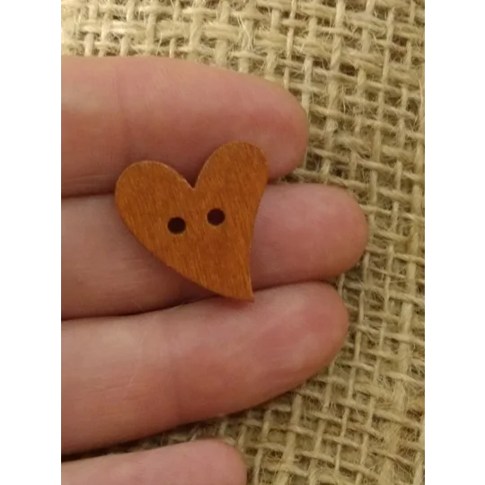 Medium wood heart button