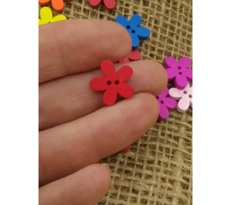 Bright flower wood button - various colours available