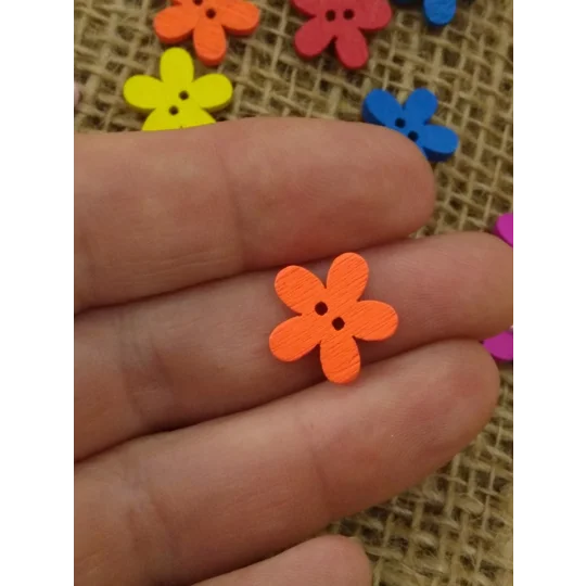 Bright flower wood button - various colours available