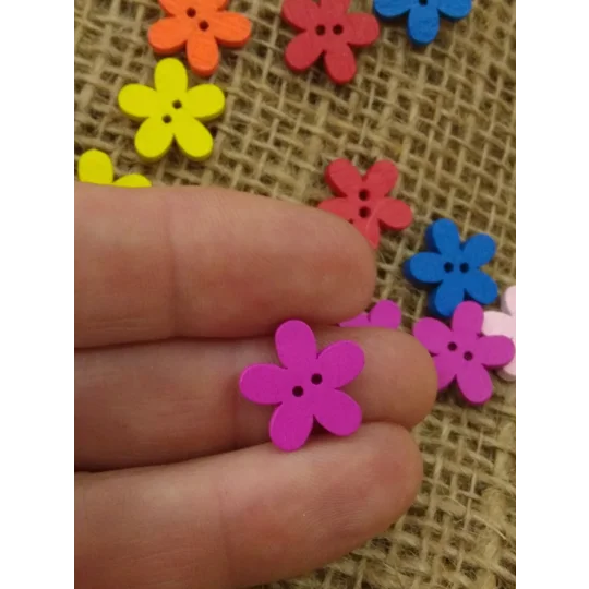 Bright flower wood button - various colours available