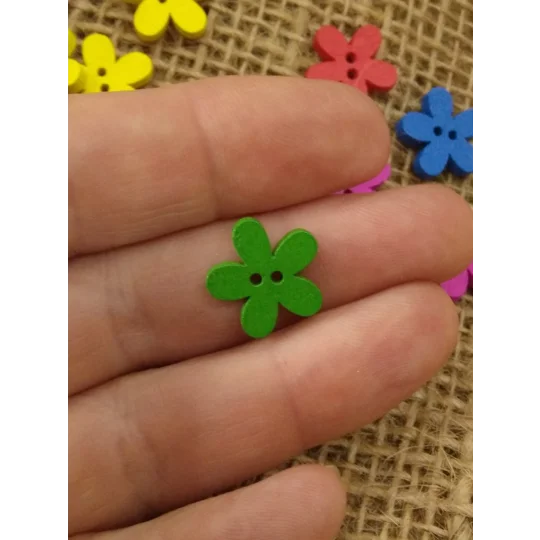 Bright flower wood button - various colours available