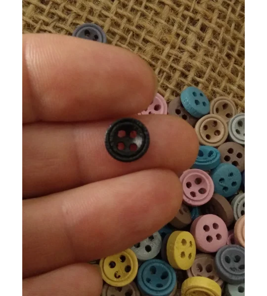 Mini various colour wood button 9 mm