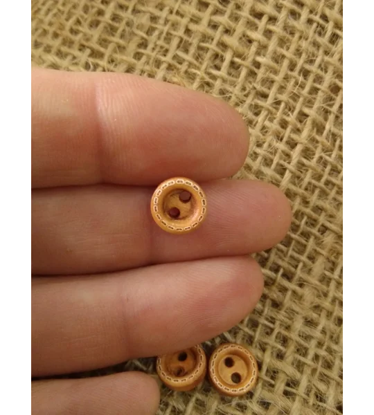 Mini Wood button - pale colour wood