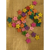 Bright star wood button - various colours available