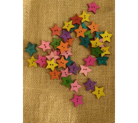 Bright star wood button - various colours available
