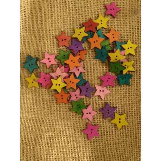 Bright star wood button - various colours available