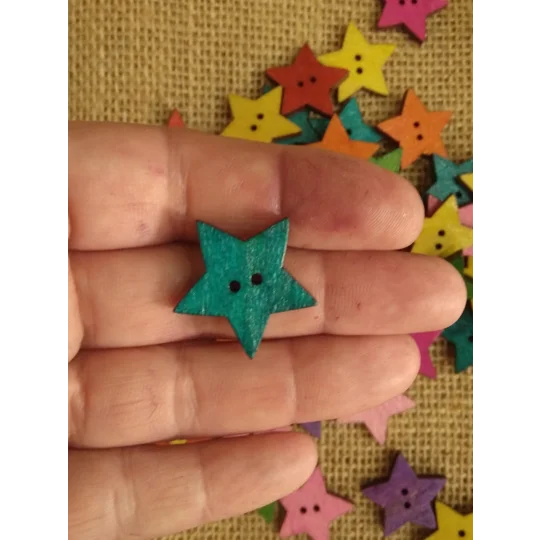Bright star wood button - various colours available