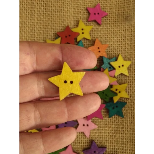 Bright star wood button - various colours available