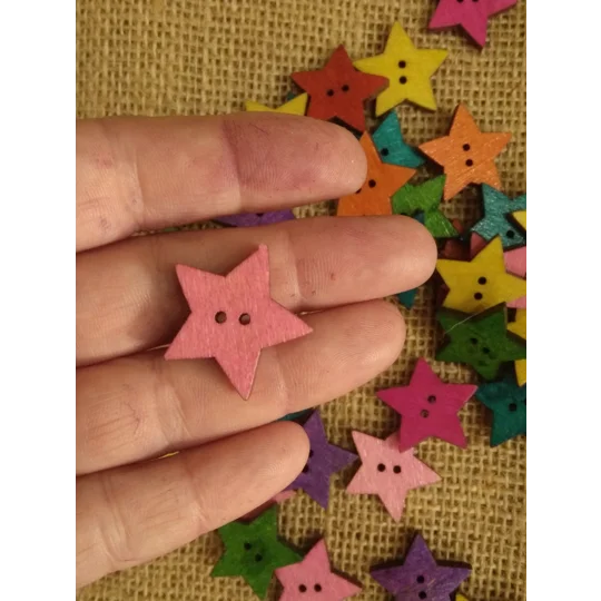 Bright star wood button - various colours available