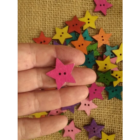 Bright star wood button - various colours available