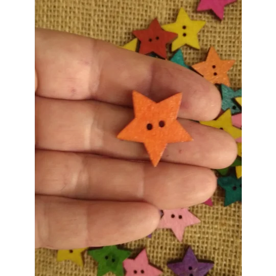 Bright star wood button - various colours available