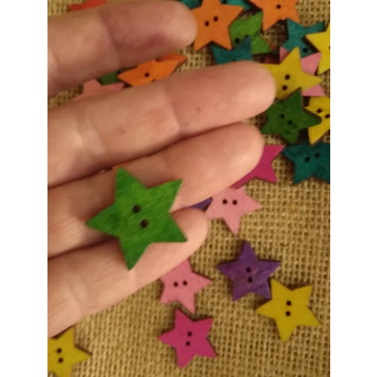 Bright star wood button - various colours available
