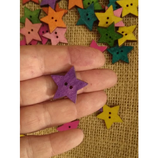 Bright star wood button - various colours available