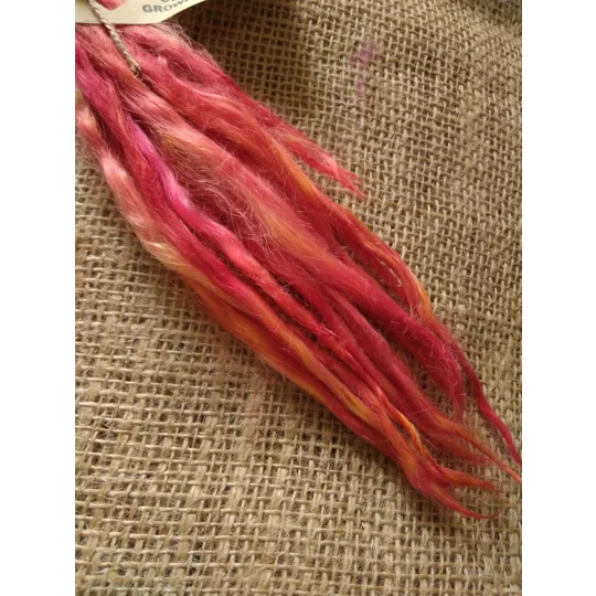 suri alpaca locks fire pink red yellow and orange 8-12", 10g
