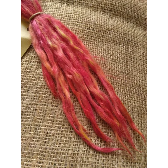suri alpaca locks fire pink red yellow and orange 8-12", 10g