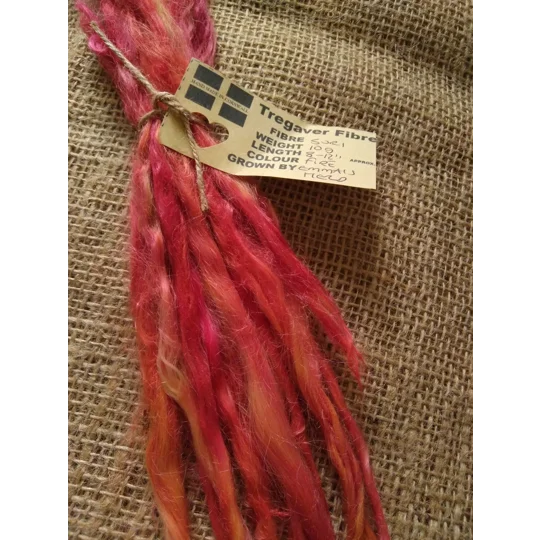 suri alpaca locks fire pink red yellow and orange 8-12", 10g