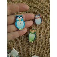 Owl wood button 30 mm various colours