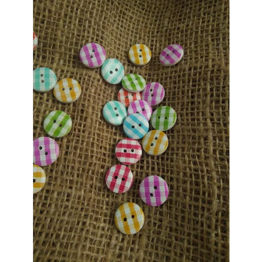 Gingham wood button 20 mm