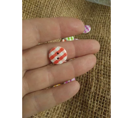 Gingham wood button 20 mm