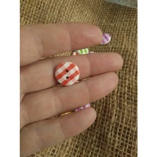 Gingham wood button 20 mm