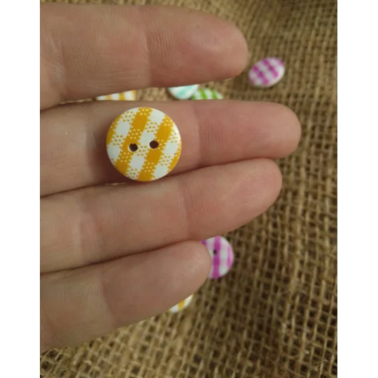 Gingham wood button 20 mm