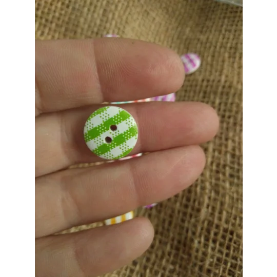 Gingham wood button 20 mm
