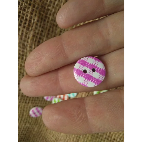 Gingham wood button 20 mm