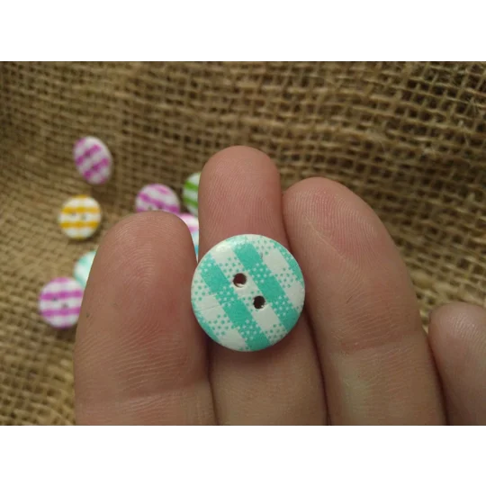 Gingham wood button 20 mm