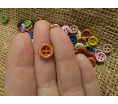 Mini various bright colour wood button 9 mm