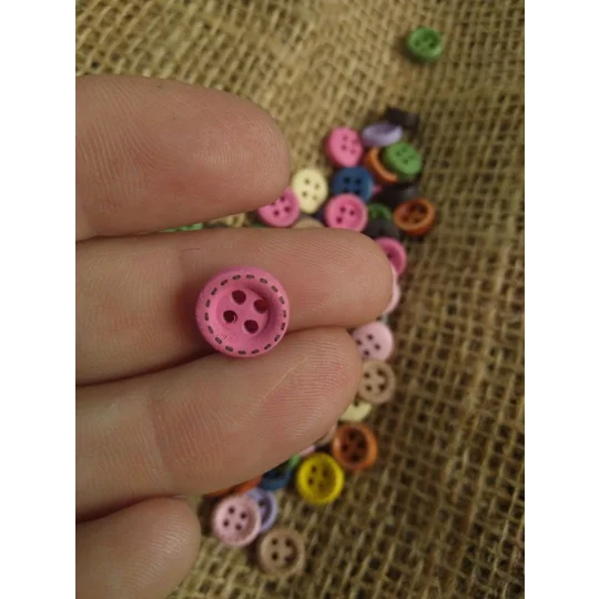 Mini various bright colour wood button 9 mm