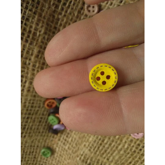 Mini various bright colour wood button 9 mm