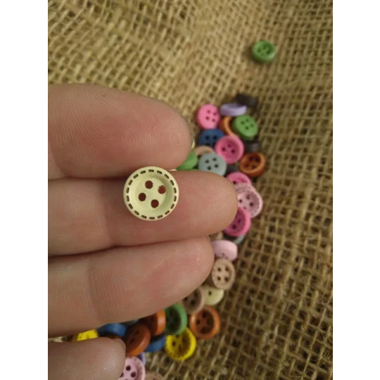 Mini various bright colour wood button 9 mm