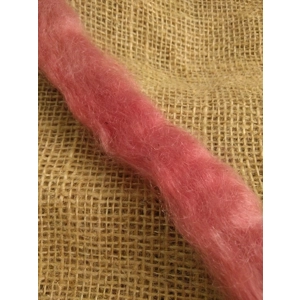 Hand Dyed, Strawberry Pink Mohair Carded Roving, 10g(v)