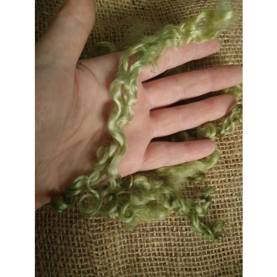 Light Lime Teeswater Curly wool, 10g (v)