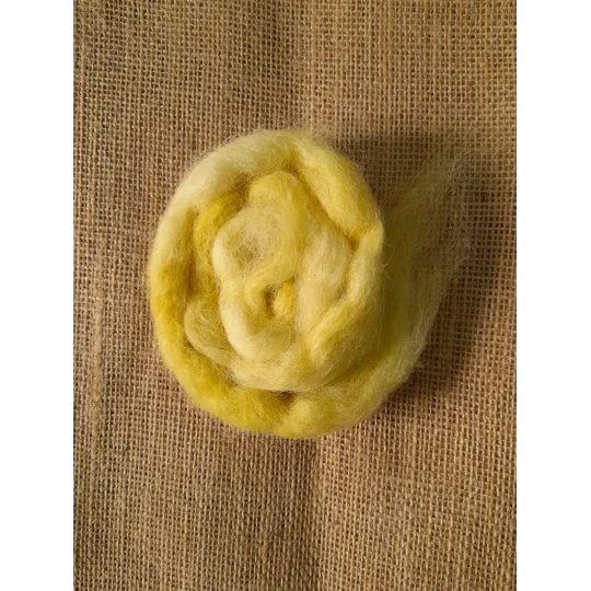 carded hand dyed wool , hand dyed, yellow felting wool, for felters - suitable for needle felting and wet felting and other fibre arts