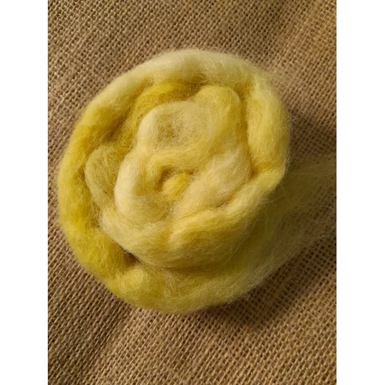 carded hand dyed wool , hand dyed, yellow felting wool, for felters - suitable for needle felting and wet felting and other fibre arts