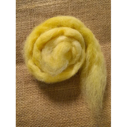 carded hand dyed wool , hand dyed, yellow felting wool, for felters - suitable for needle felting and wet felting and other fibre arts