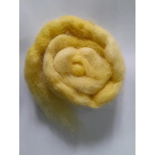 carded hand dyed wool , hand dyed, yellow felting wool, for felters - suitable for needle felting and wet felting and other fibre arts