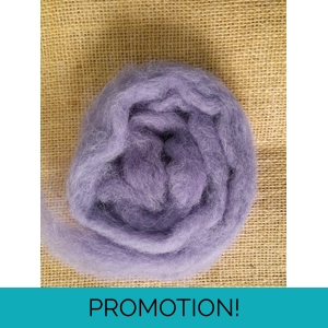 carded hand dyed wool , hand dyed, purple felting wool,  for felters - suitable for needle felting and wet felting and other fibre arts