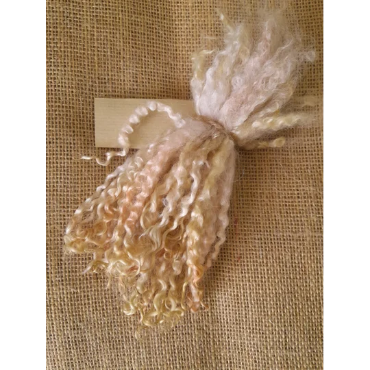 Hand dyed teeswater wool , hand dyed curly wool locks, gold felting wool, peach felting wool for felters, felting, doll makers, doll hair, and other fibre arts