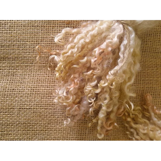 Hand dyed teeswater wool , hand dyed curly wool locks, gold felting wool, peach felting wool for felters, felting, doll makers, doll hair, and other fibre arts