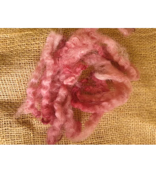 Blue Faced Leicester x Swaledale loose locks, strawberry pink mix, 10g