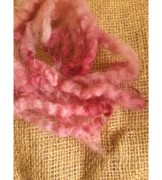 Blue Faced Leicester x Swaledale loose locks, strawberry pink mix, 10g