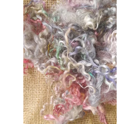 Rainbow curly wool, 10g whitewater